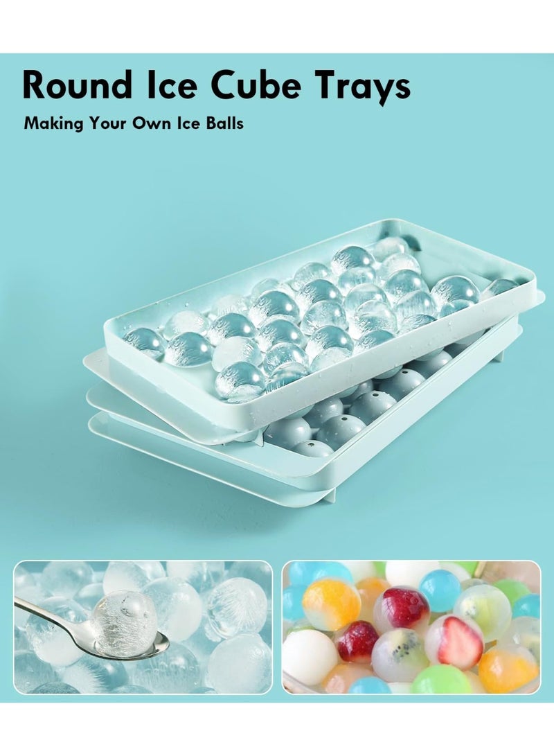 SFENG Round Ice Cube Trays for Freezer - Easy-Release - BPA Free - 3 Trays 1 Ice Bucket & Scoop - Circle Ball Ice Trays for Cocktail, Whiskey, Tea, Coffee - Removable Lid - Ice Molds for Freezer - Image 4